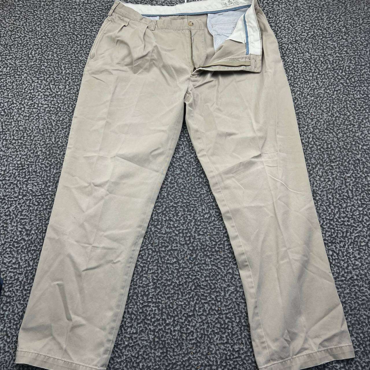 Polo Ralph Lauren Mens 38x32 Khaki Classic Fit Pleated Chino Pants Tan Cotton